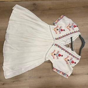 Embroidered White Dress with Colorful Accents